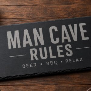 Man Cave Rules Slate Sign engraved in natural slate