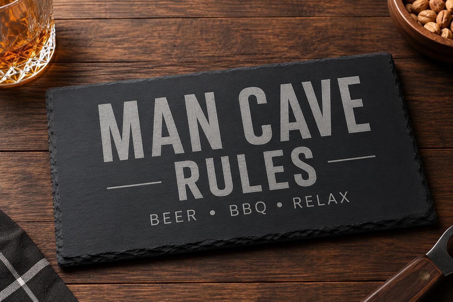 Man Cave Rules Slate Sign Man Cave Rules Slate Sign engraved in natural slate