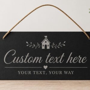 Personalised Hanging Slate Sign engraved in natural slate