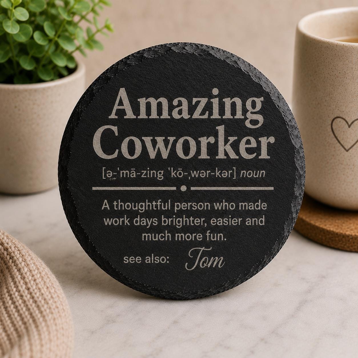 Personalised Coworker Slate Coaster Personalised Coworker Slate Coaster