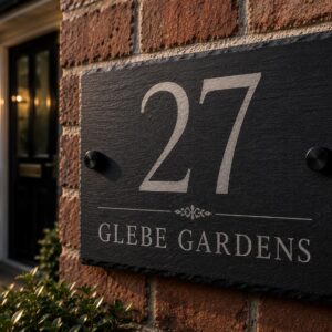 Personalised Slate House Number Plaque engraved in natural slate