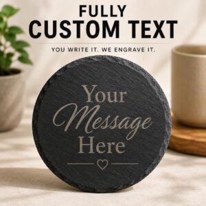 Personalised slate coaster engraved with your own text