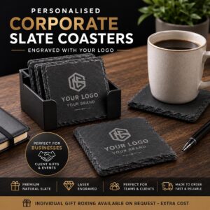 Custom Logo Slate Coasters – Corporate Gifts