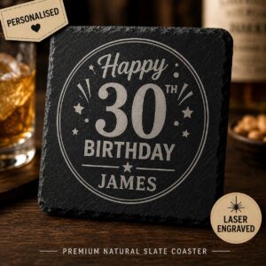 Personalised 30th Birthday Slate Coaster