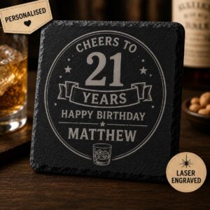 Personalised 21st Birthday Slate Coaster