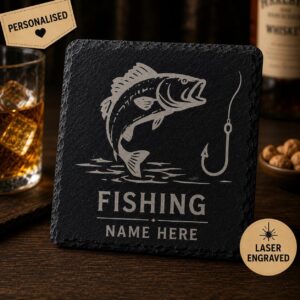 Personalised Fishing Slate Coaster