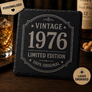 Personalised Vintage Year Slate Coaster