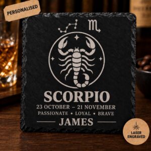 Personalised Scorpio Zodiac Slate Coaster