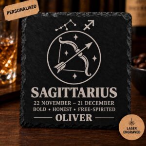 Personalised Sagittarius Zodiac Slate Coaster