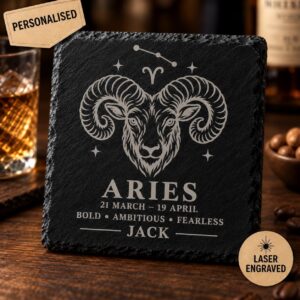 Personalised Aries Zodiac Slate Coaster