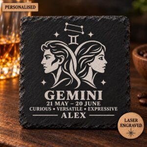 Personalised Gemini Zodiac Slate Coaster