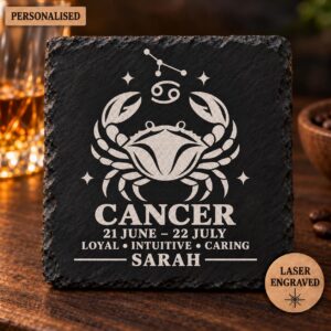 Personalised Cancer Zodiac Slate Coaster