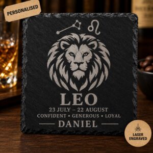 Personalised Leo Zodiac Slate Coaster