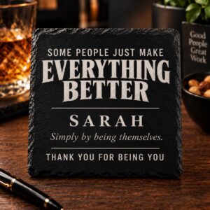 Personalised Appreciation Slate Coaster – Thank You Gift