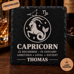 Personalised Capricorn Zodiac Slate Coaster