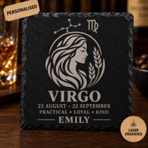 Personalised Virgo Zodiac Slate Coaster